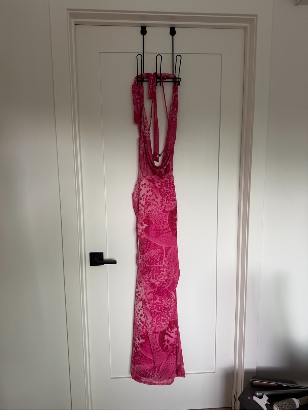Fashion Nova Pink Printed Cowl Neck Slip Dress